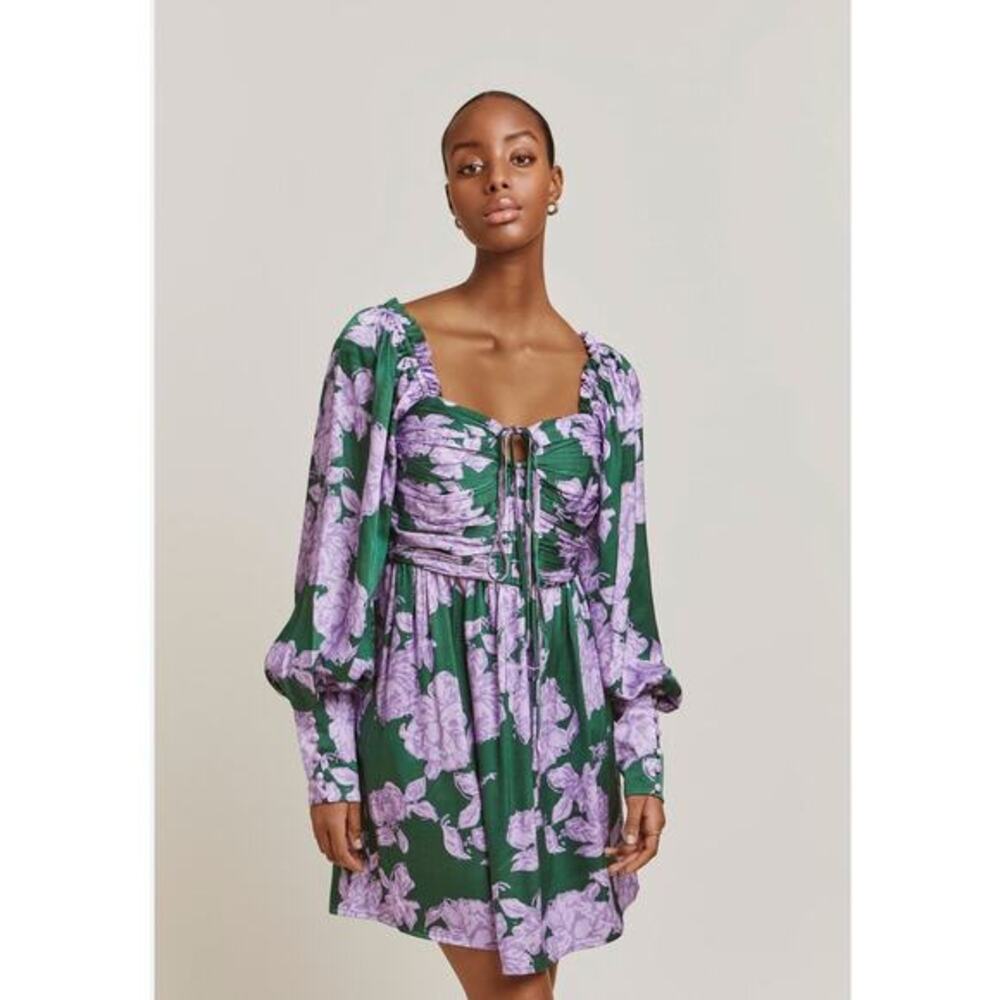 BY MALINA Gigi Mini Green Purple Semi Formal Dress